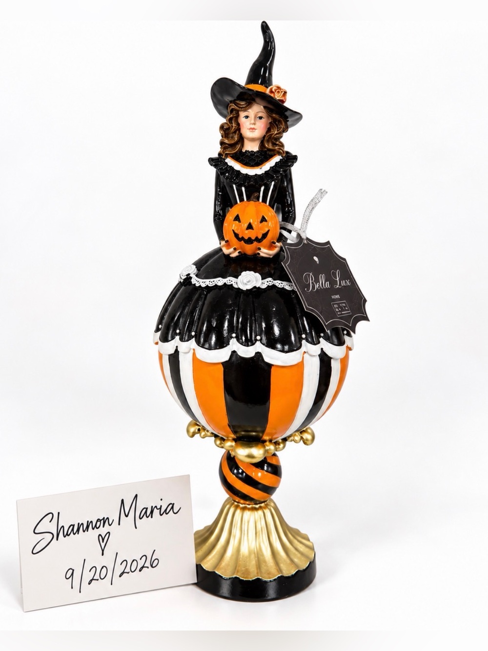 Bella Luxx Black, Orange & Gold Witch Girl Figurine